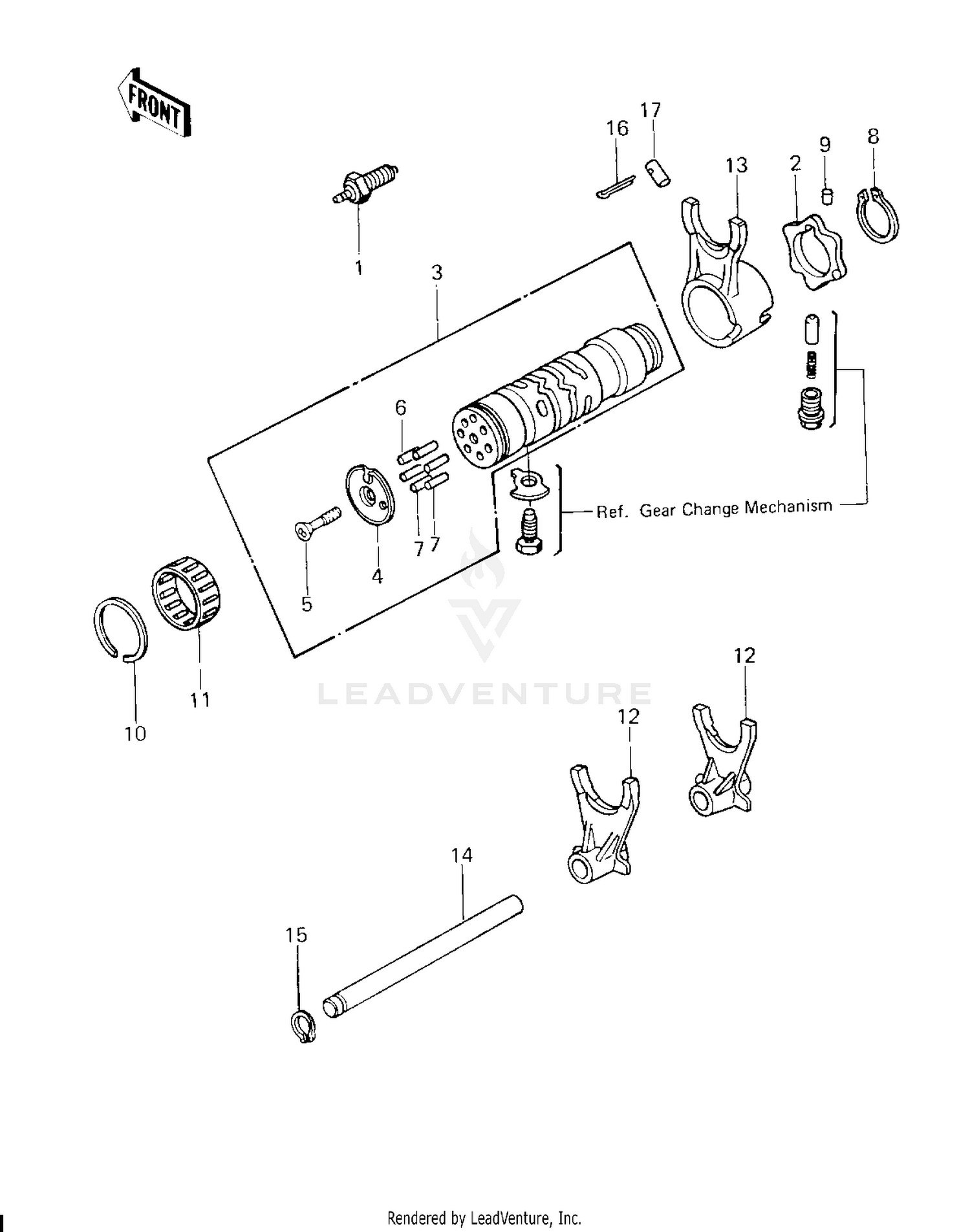 GEAR CHANGE DRUM & FORKS ('80 H1)