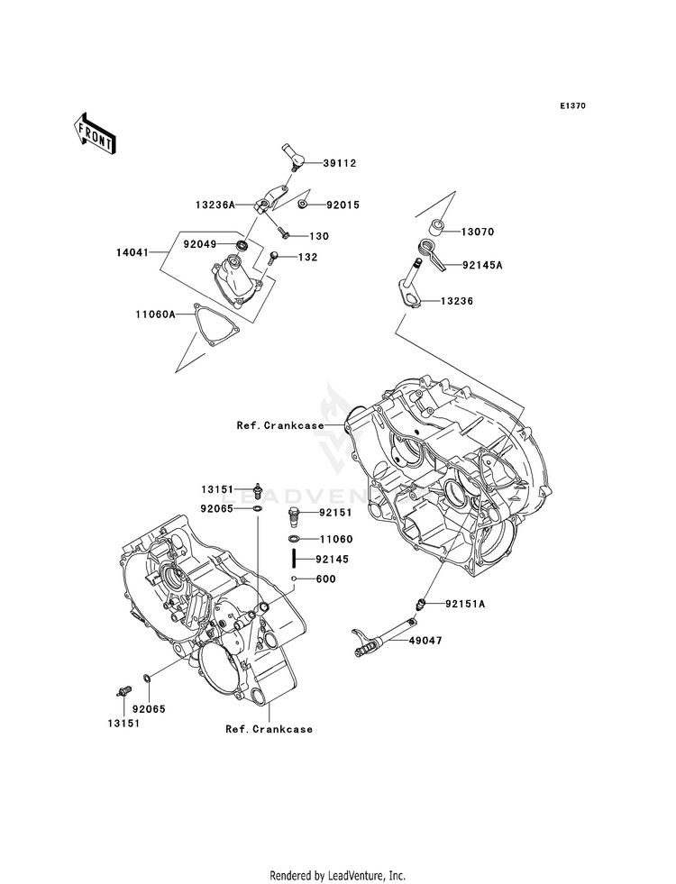 Gear Change Mechanism KVF360AAF Prairie 360 4X4 (2010) Schematic