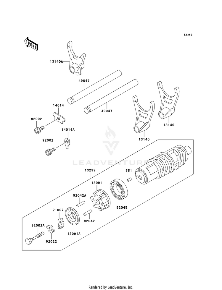 Gear Change Drum/Shift Fork(S) Schematic