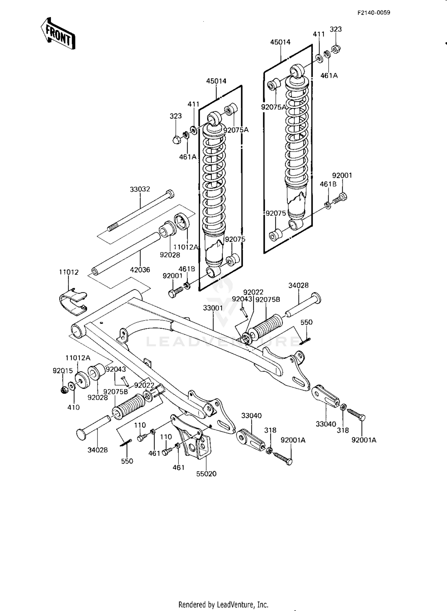 SWING ARM/SHOCK ABSORBERS ('82-'83 KE175