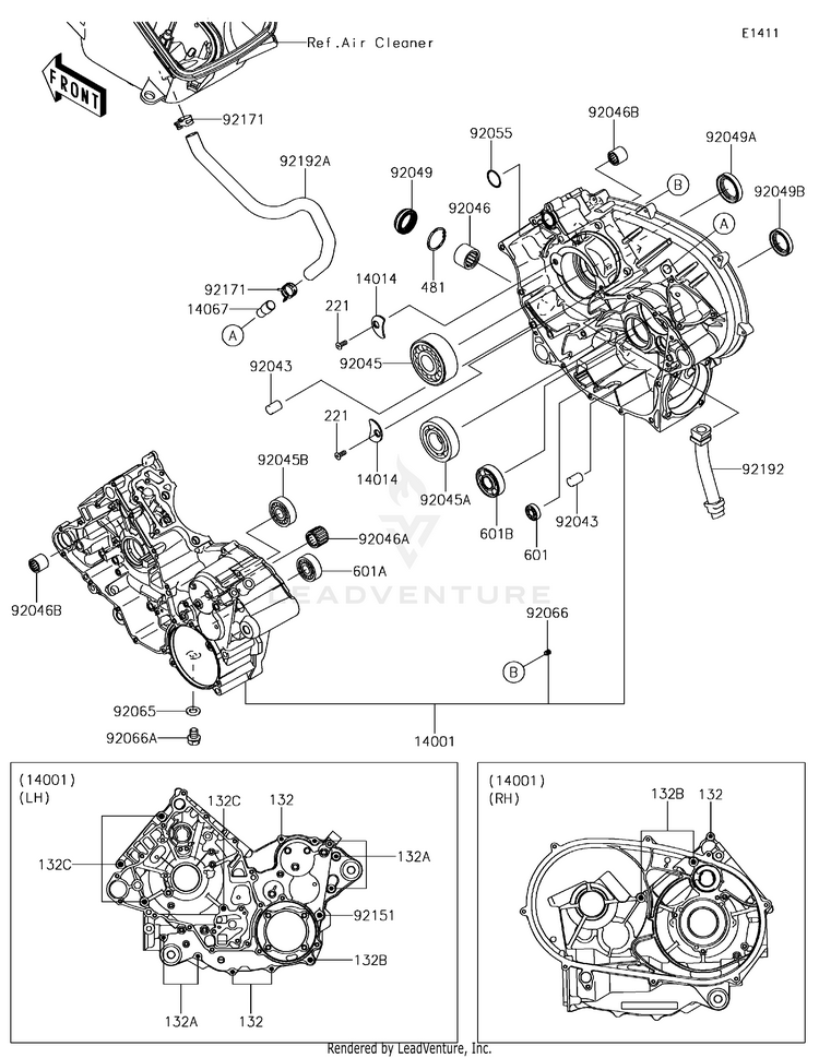 Crankcase KVF750GGF Brute Force 750 4x4i EPS (2016) Schematic
