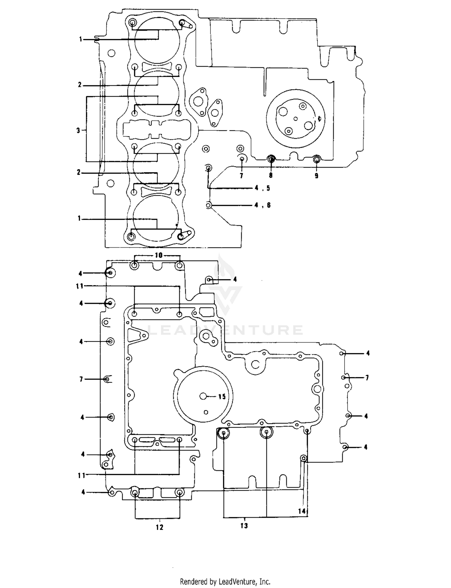 CRANKCASE BOLT & STUD PATTERN ('77-'78 B
