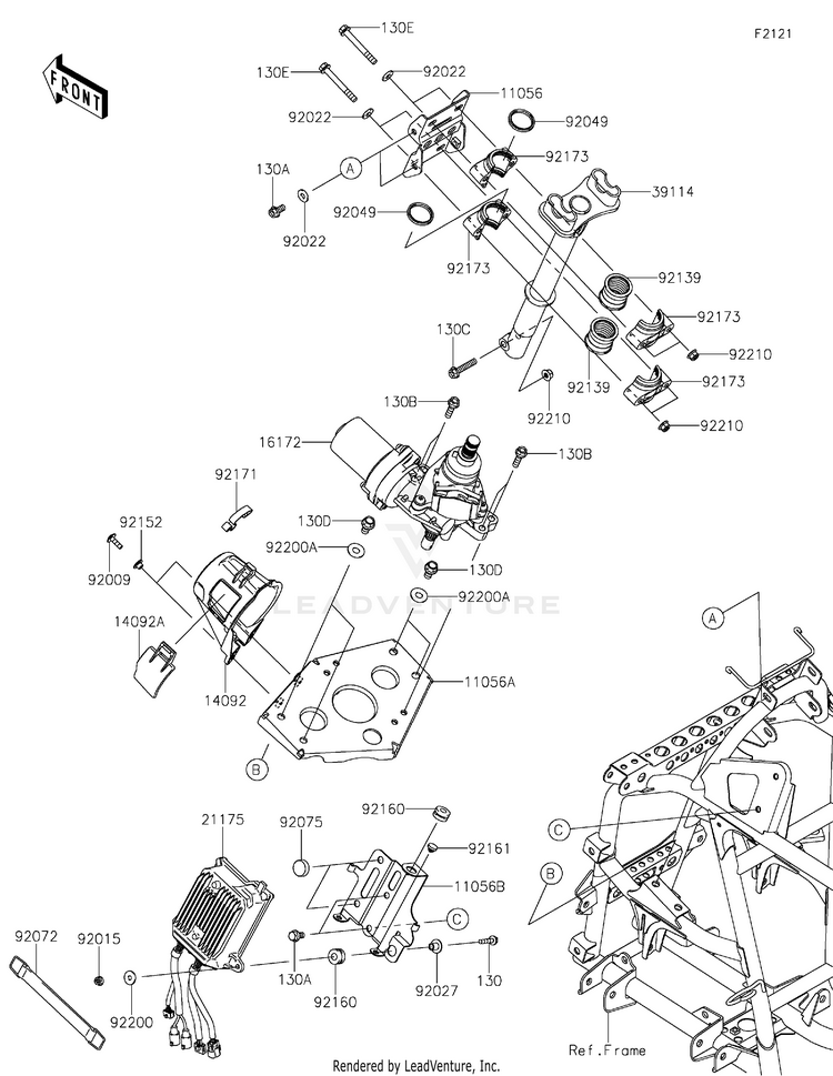 Steering Shaft KVF750HLF Brute Force 750 4x4i EPS Camo (2020) Schematic