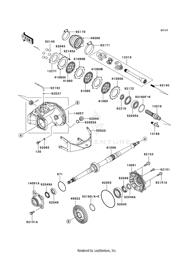 Drive Shaft-Rear KVF360AAF Prairie 360 4X4 (2010) Schematic