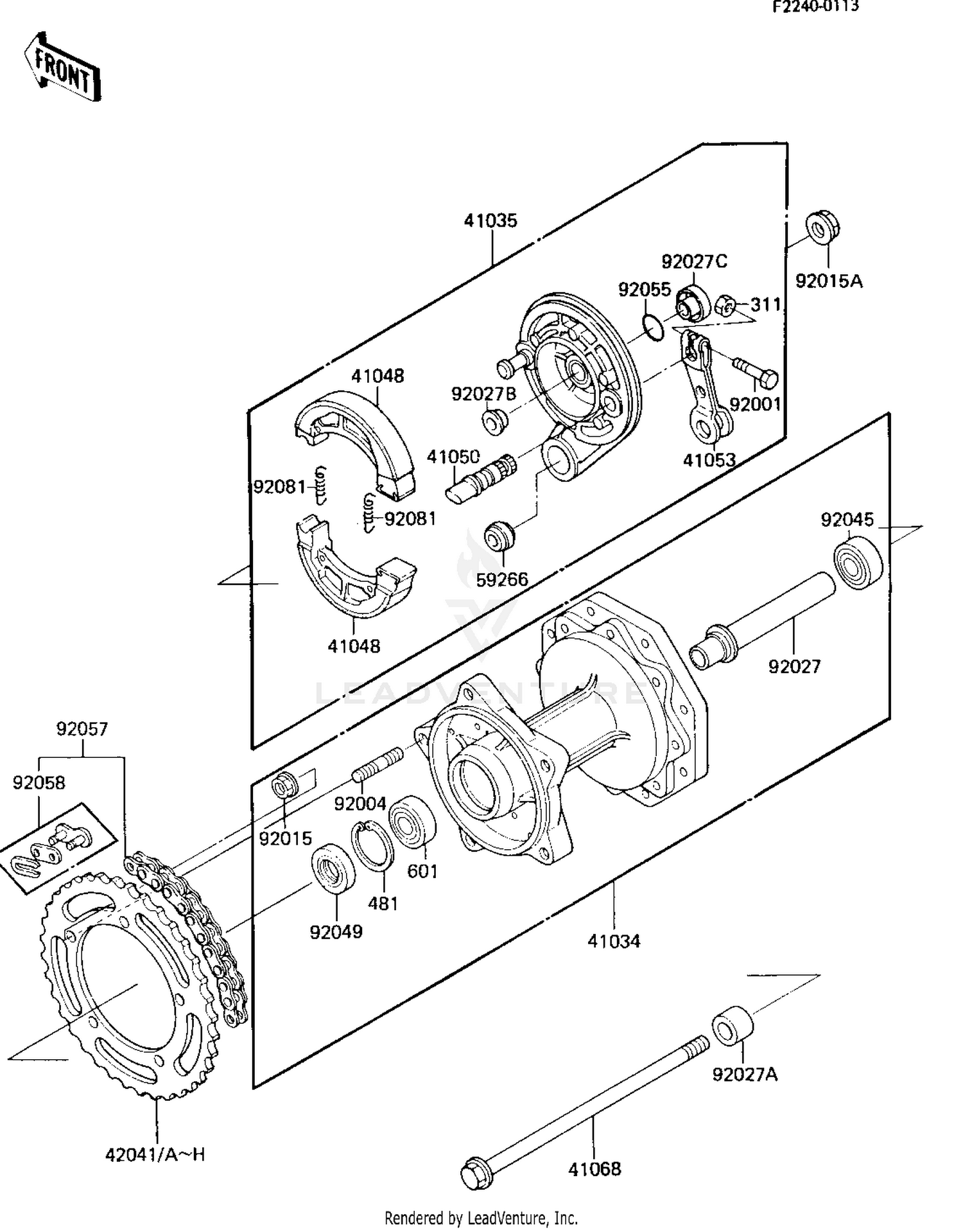 REAR HUB/BRAKE/CHAIN ('84 KX80-E2)