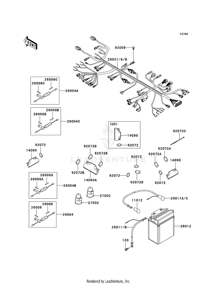 Chassis Electrical Equipment KVF360CAF Prairie 360 4X4 Realtree APG HD (2010) Schematic