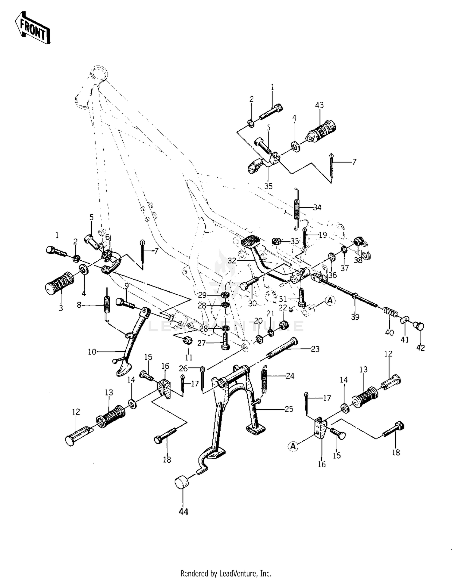 FOOTRESTS/STANDS/BRAKE PEDAL ('75 S)