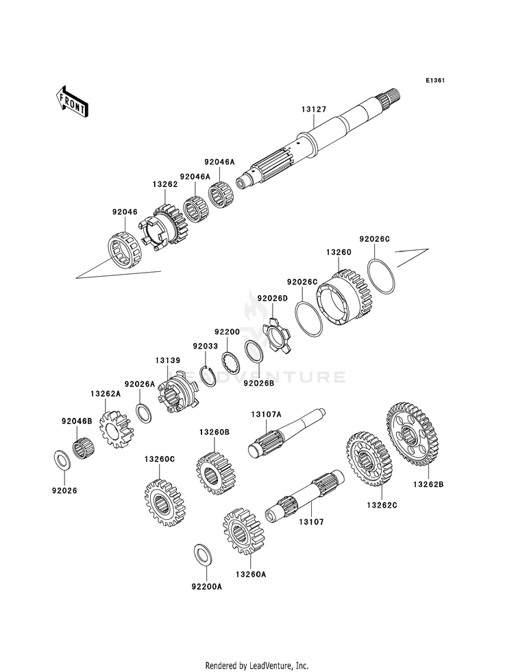 Transmission KVF650H8F Brute Force 650 4x4i (2008) Schematic