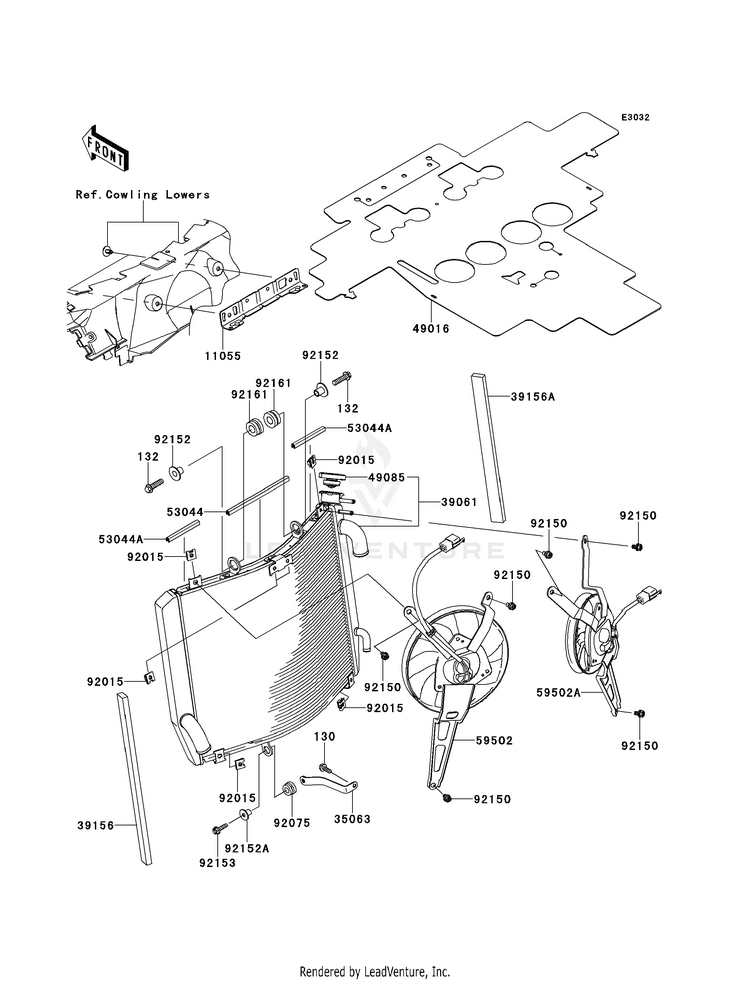 Radiator ZX1400EDF Ninja ZX-14R (2013) Schematic
