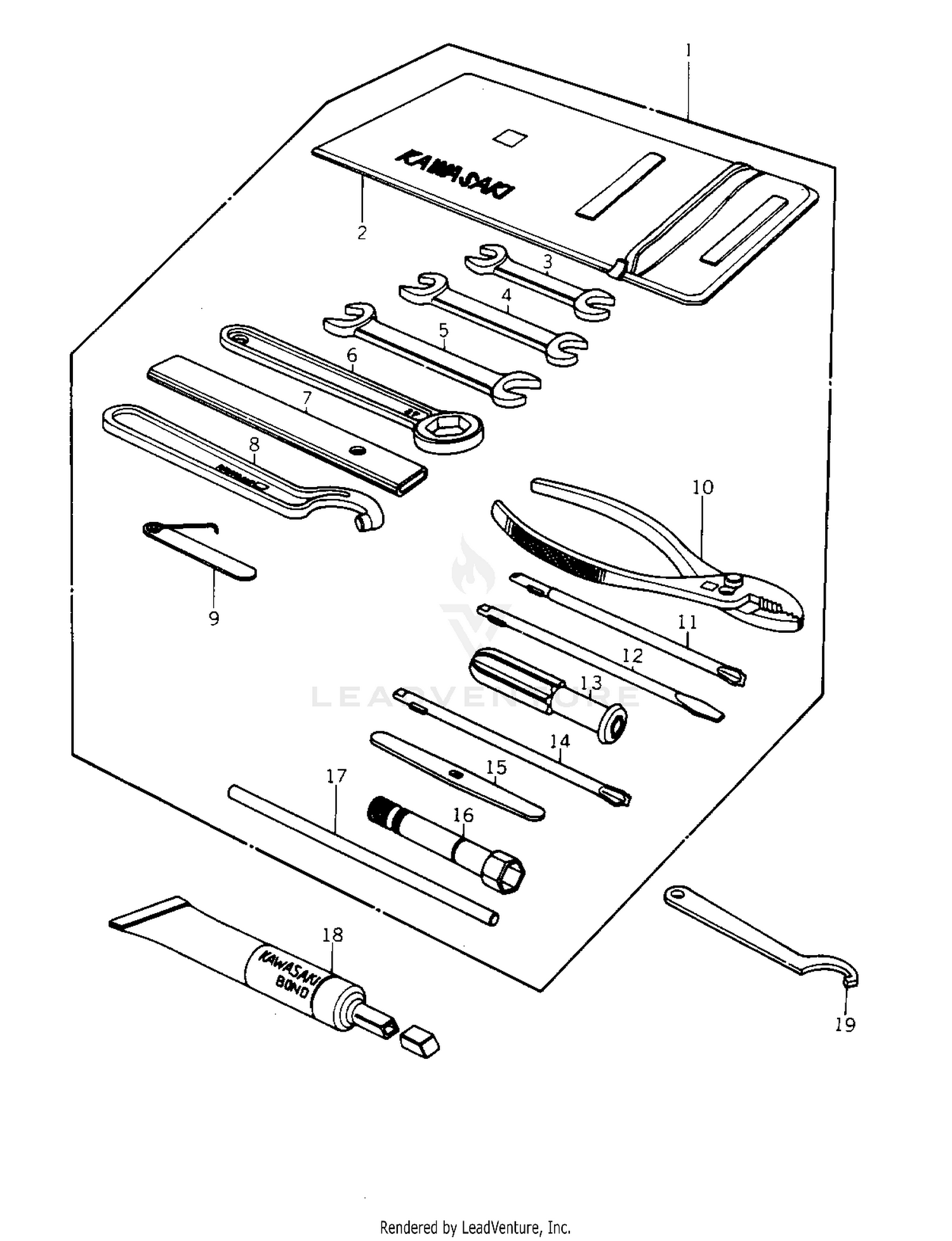 1977 Kawasaki Motorcycle KZ1000-B1 KZ1000 LTD OWNER TOOLS ('77-'78 B1 ...