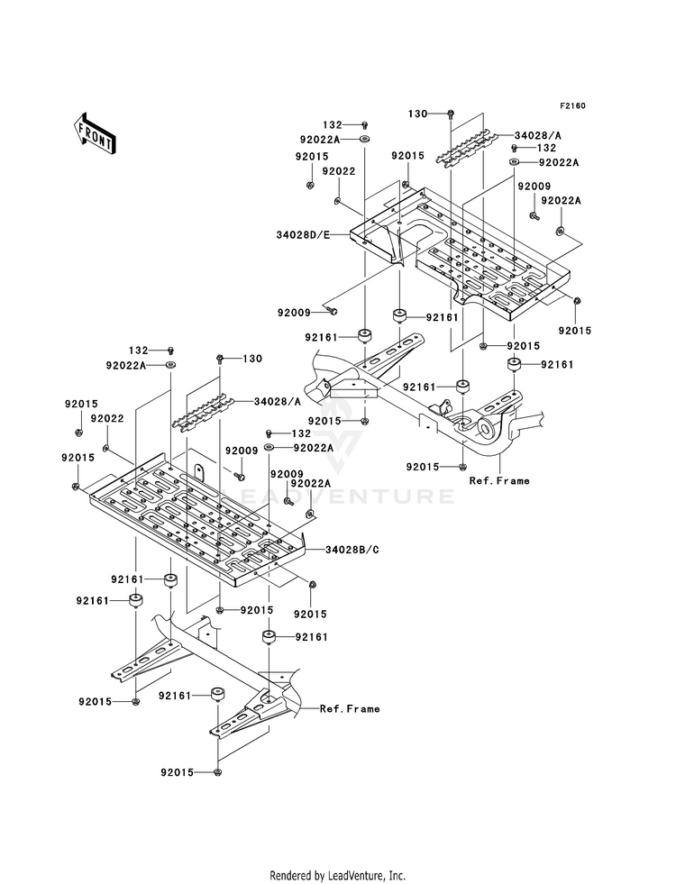 Footrests KVF360AAF Prairie 360 4X4 (2010) Schematic