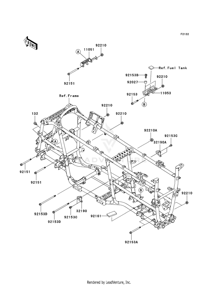 Engine Mount KVF650H8F Brute Force 650 4x4i (2008) Schematic