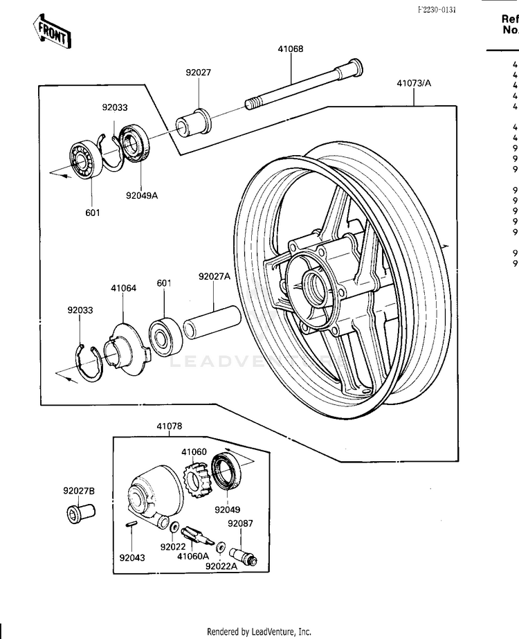 Front Wheel/Hub Schematic