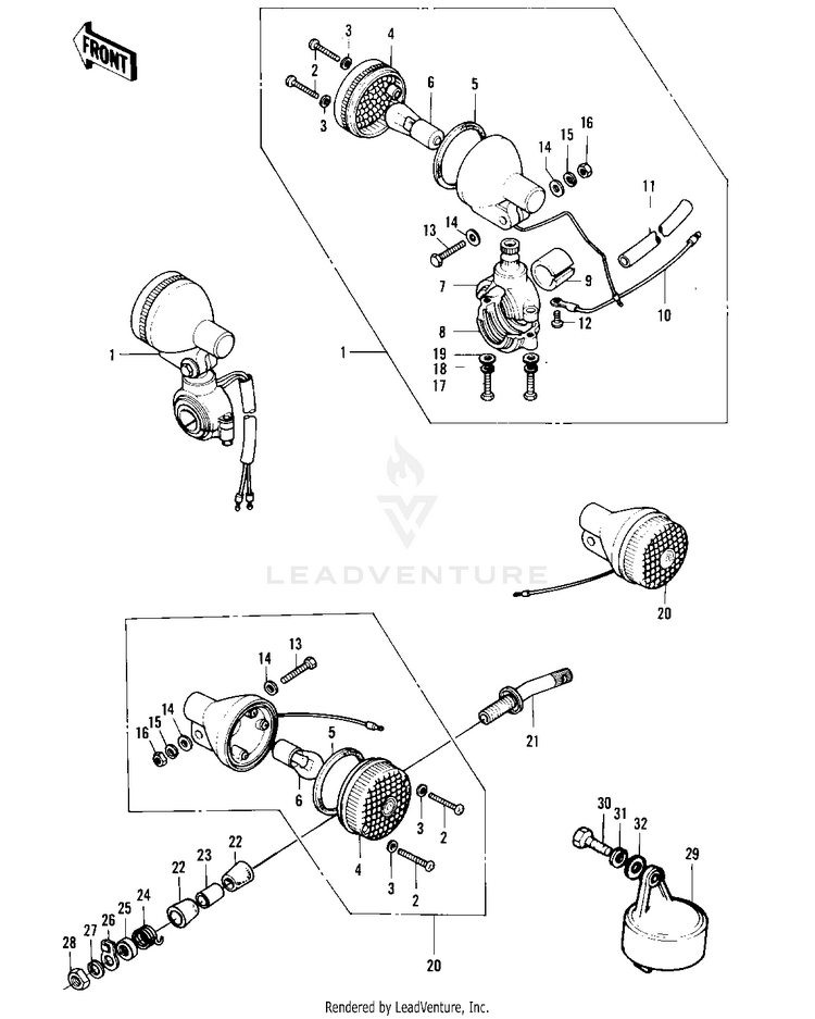 Turn Signals ('72-'73 F9/F9-A 350) Schematic