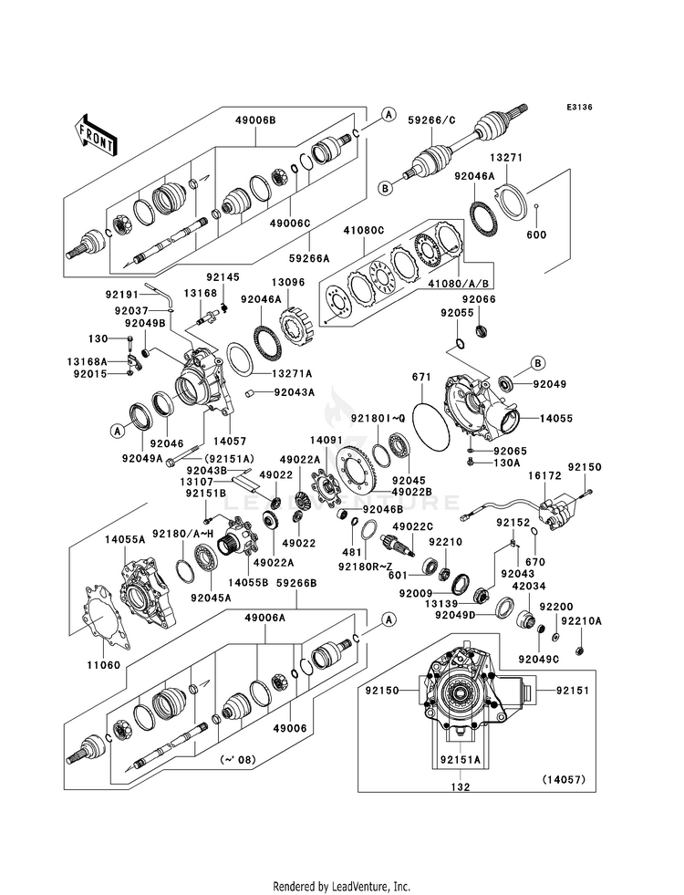 Drive Shaft-Front KVF360CAF Prairie 360 4X4 Realtree APG HD (2010) Schematic
