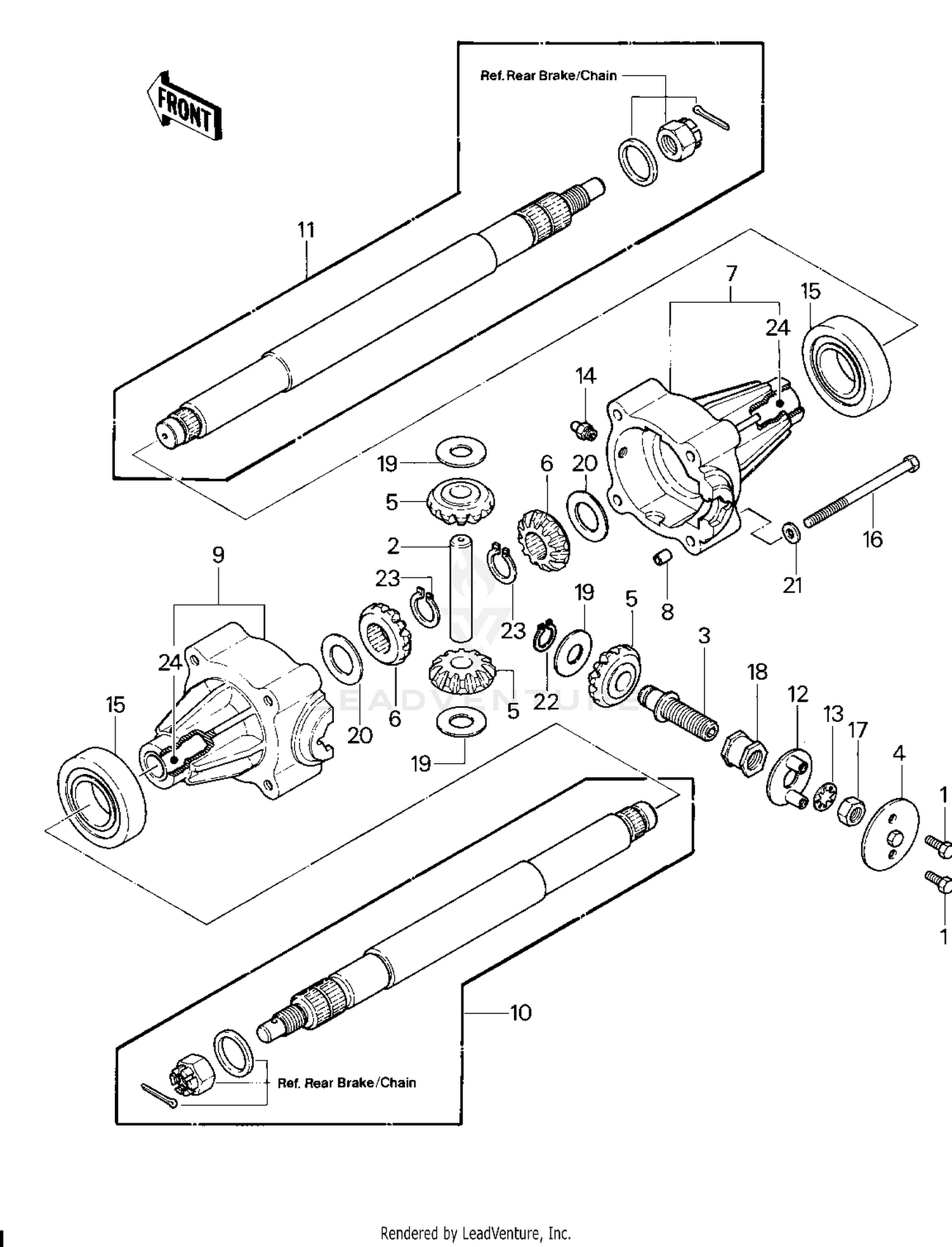 REAR AXLE ('81-'82 KLT200-A1/A2/A3)