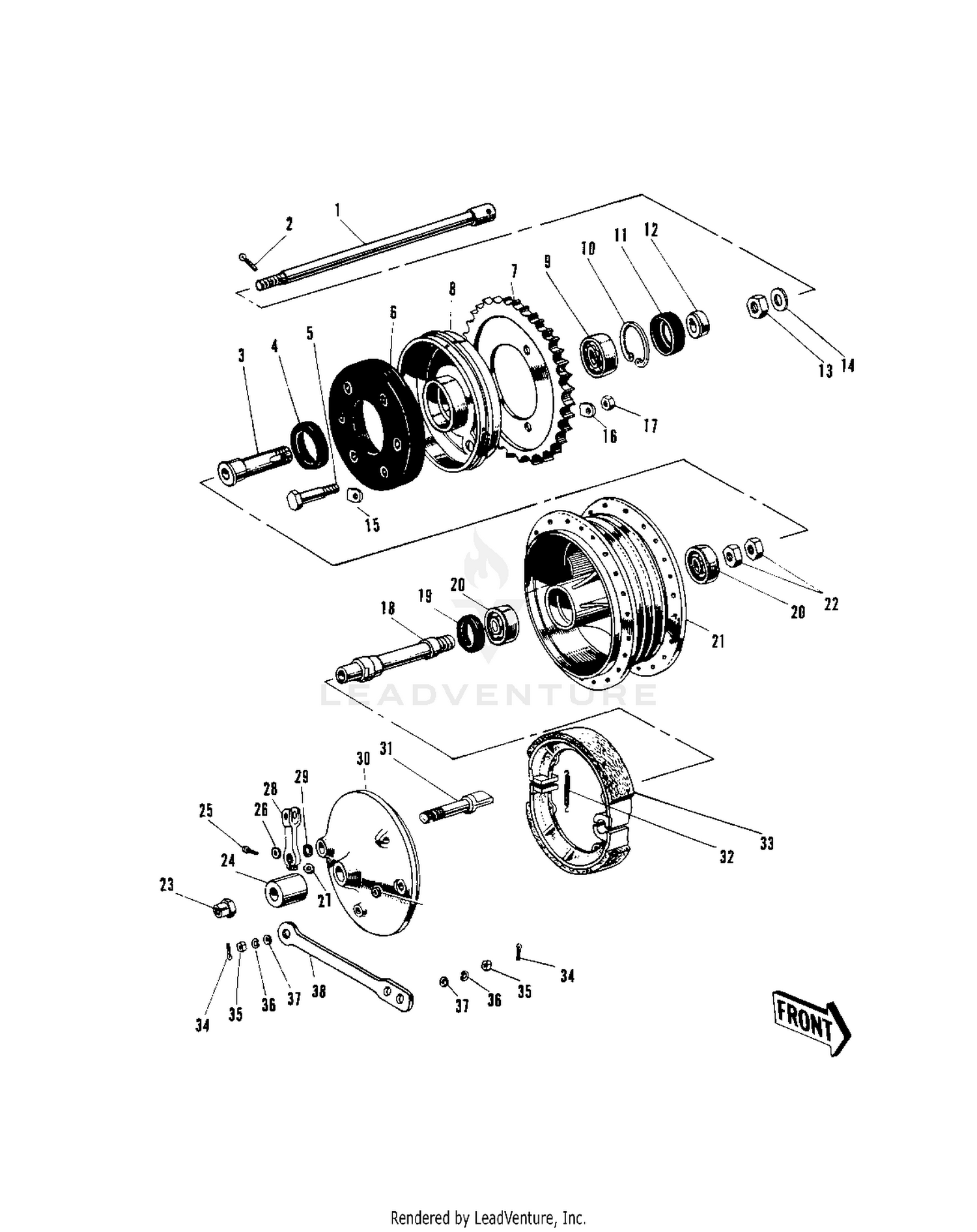 REAR HUB/BRAKE (LATE PRODUCTION)