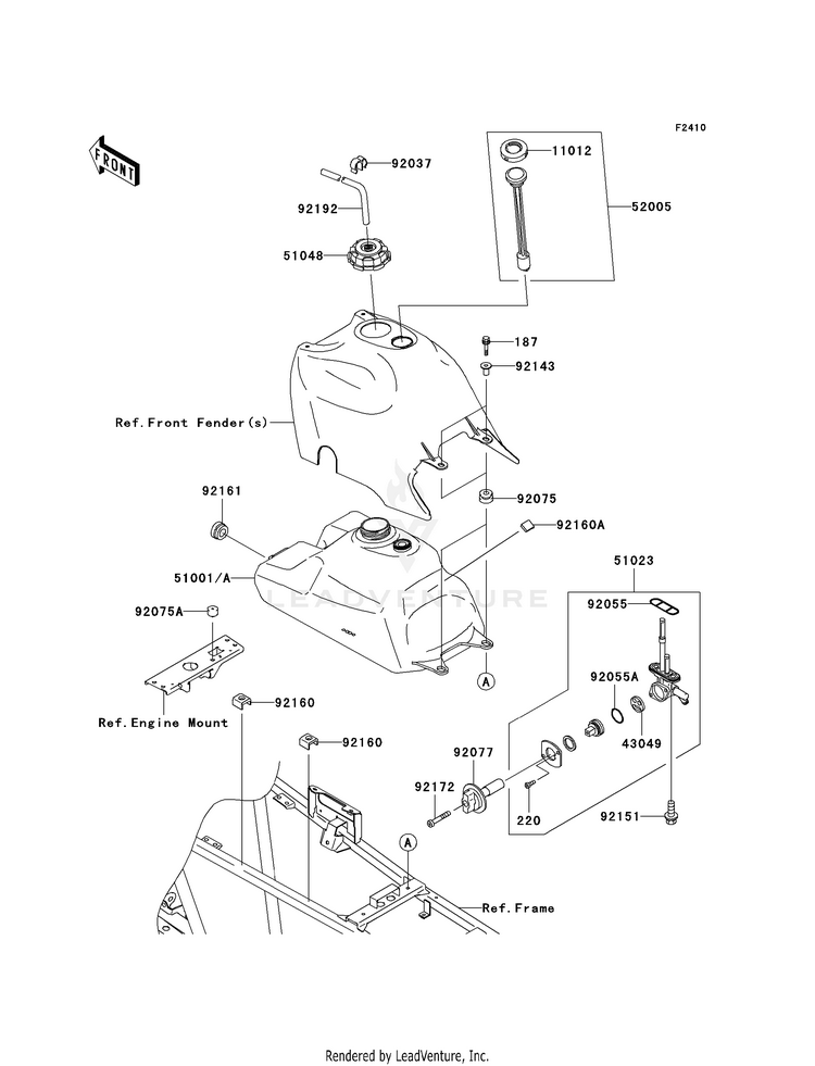 Fuel Tank KVF360AAF Prairie 360 4X4 (2010) Schematic