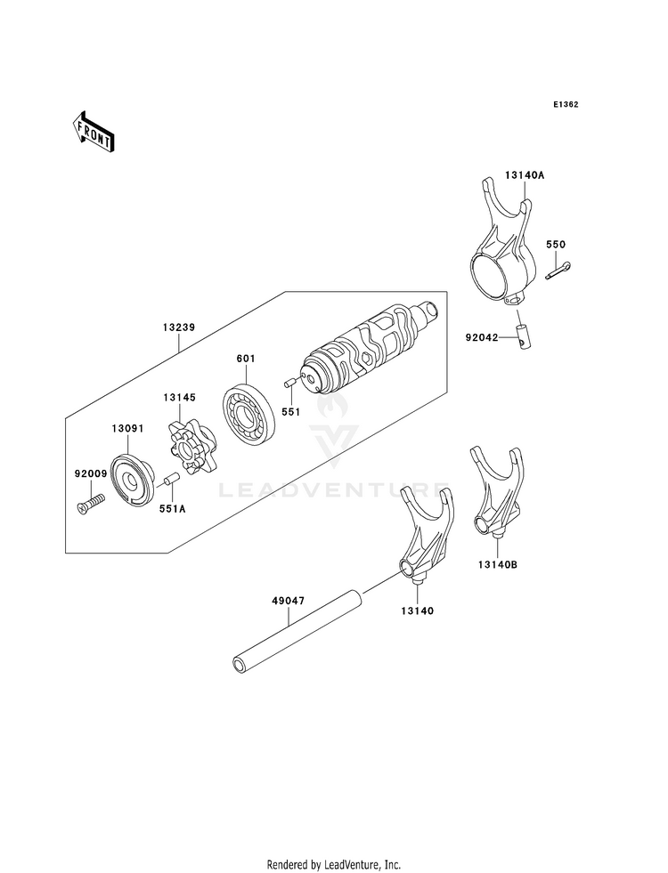 Gear Change Drum/Shift Fork(S) Schematic