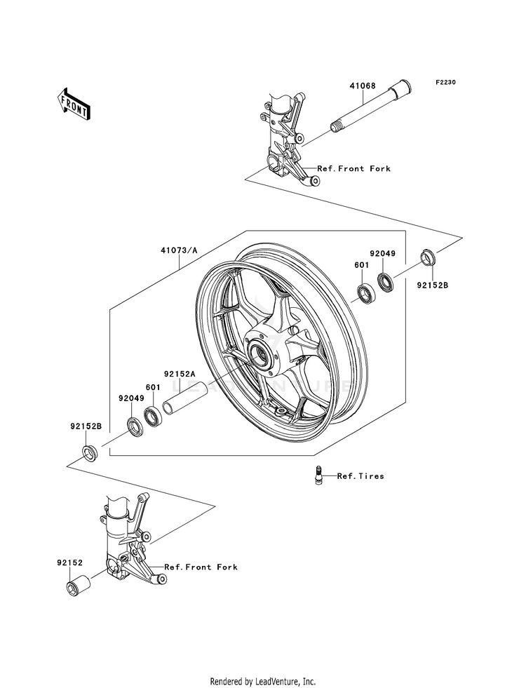 Front Wheel ZX1400EDF Ninja ZX-14R (2013) Schematic