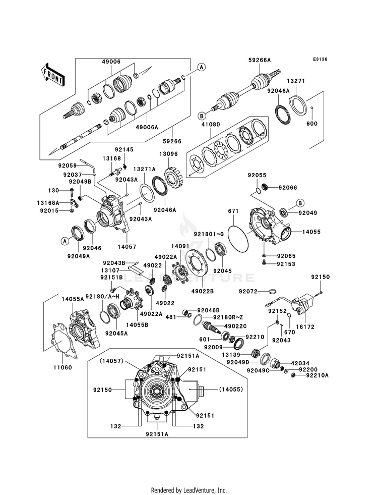 Drive Shaft-Front KVF750-A1 Brute Force 750 4x4i (2005) Schematic