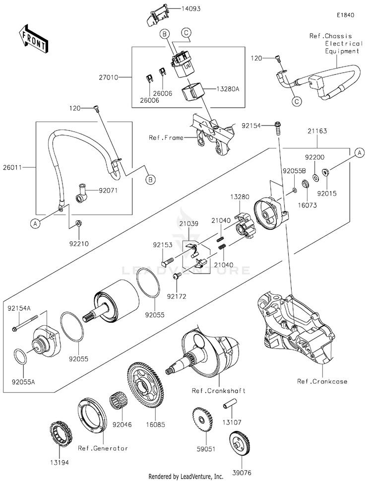 Starter Motor KX450MRFAN KX450 50th Anniversary Edition (2024) Schematic