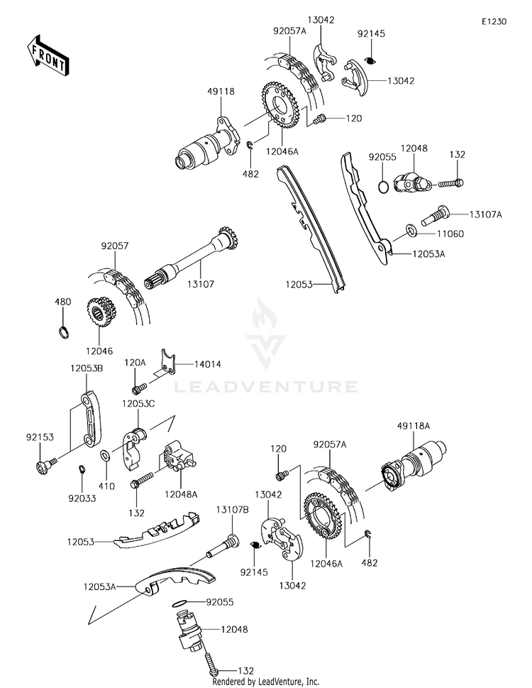Camshaft(S)/Tensioner KVF750LGF Brute Force 750 4x4i (2016) Schematic