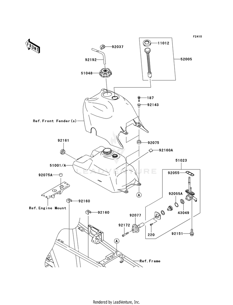 Fuel Tank KVF360CAF Prairie 360 4X4 Realtree APG HD (2010) Schematic