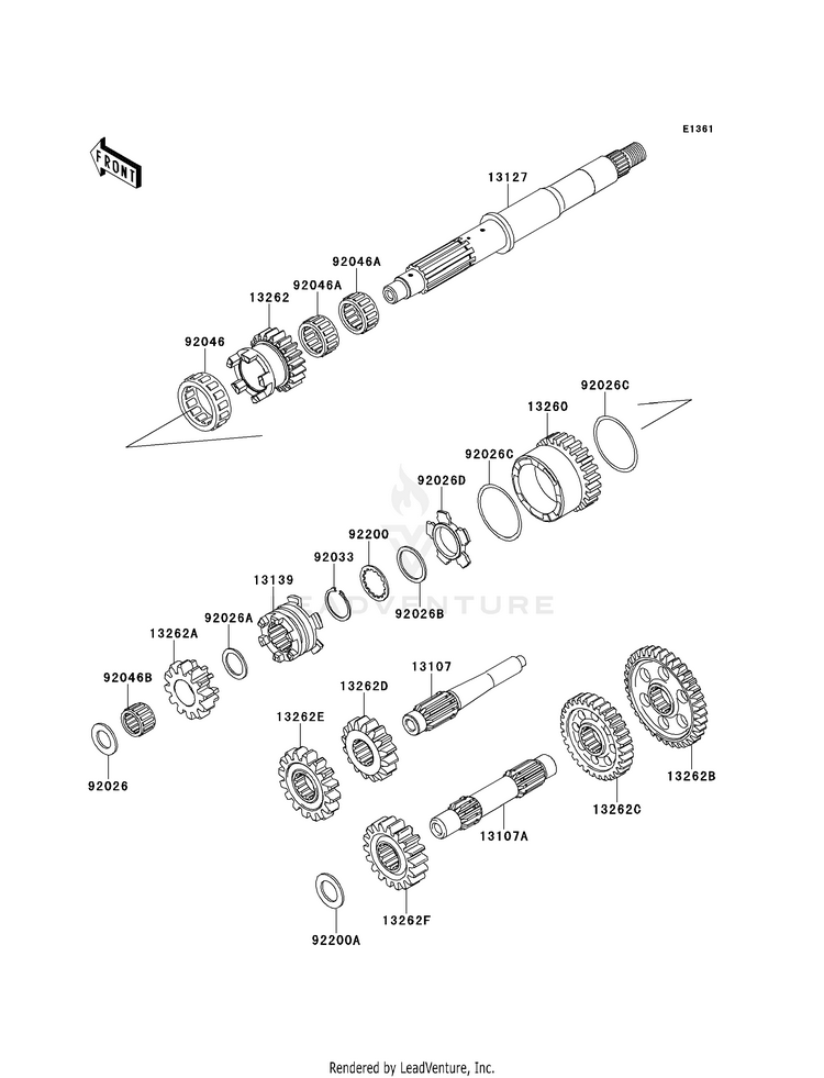 Transmission KVF750D8F Brute Force 750 4x4i (2008) Schematic