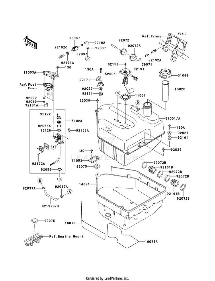 Fuel Tank KVF650H8F Brute Force 650 4x4i (2008) Schematic