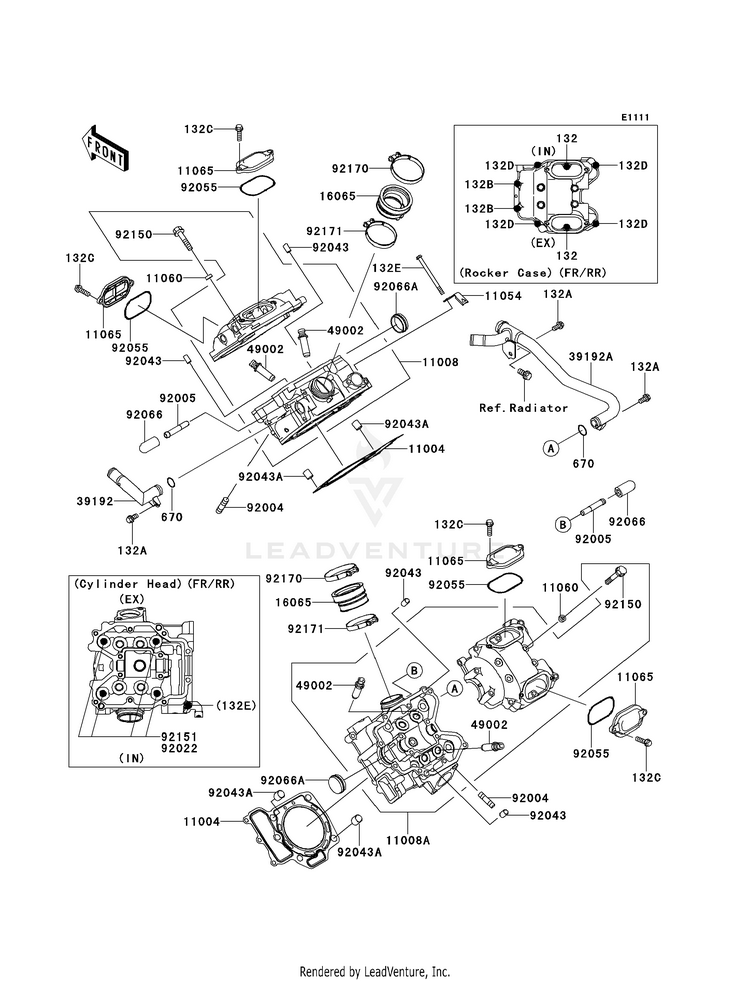 Cylinder Head KVF750D8F Brute Force 750 4x4i (2008) Schematic
