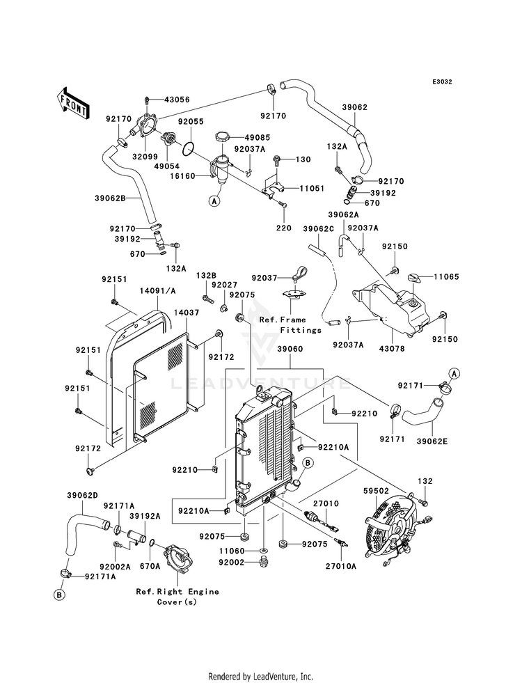 Radiator VN1600B8F Vulcan 1600 Mean Streak (2008) Schematic