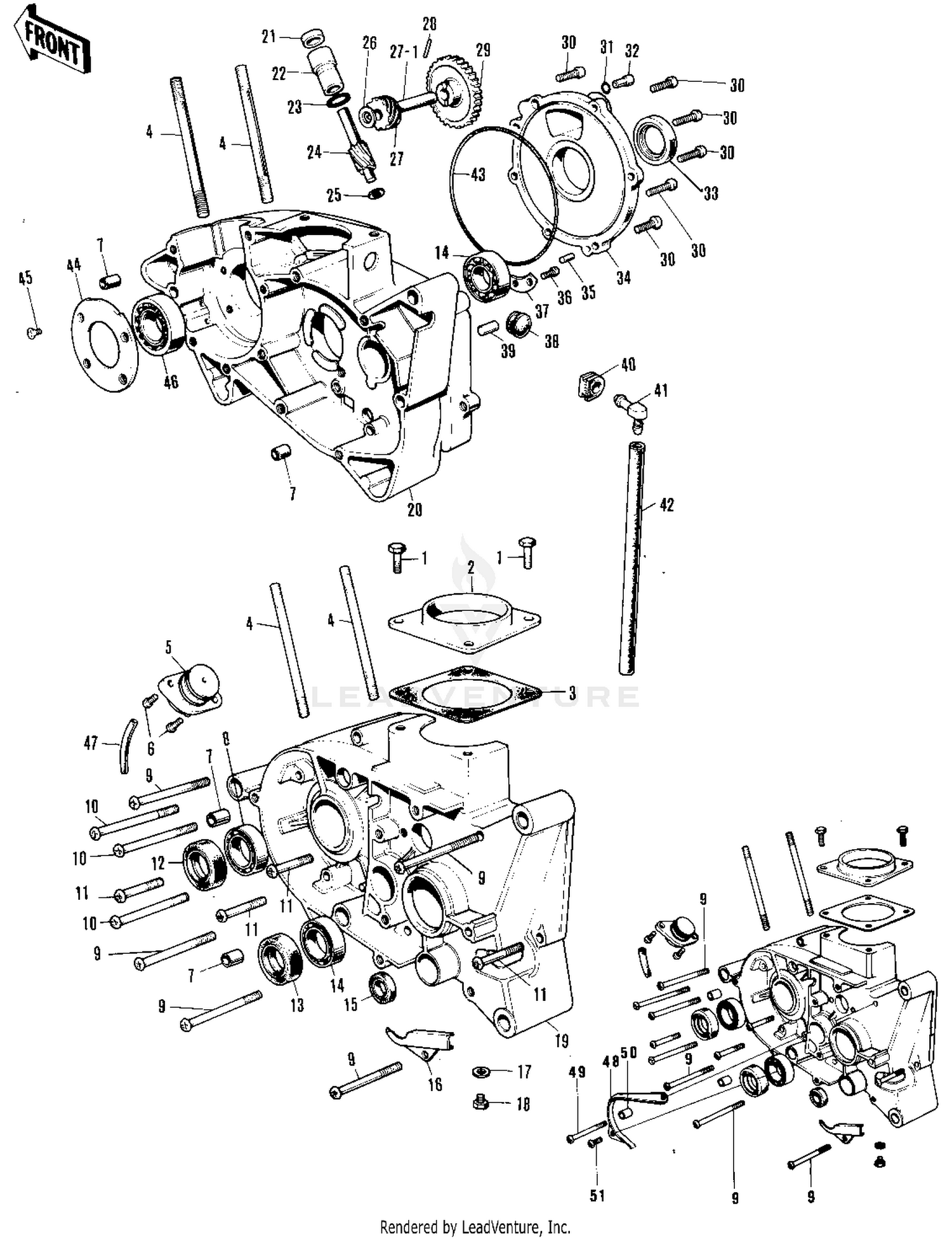 CRANKCASE ('71-'73 F7/F7-A/F7-B)