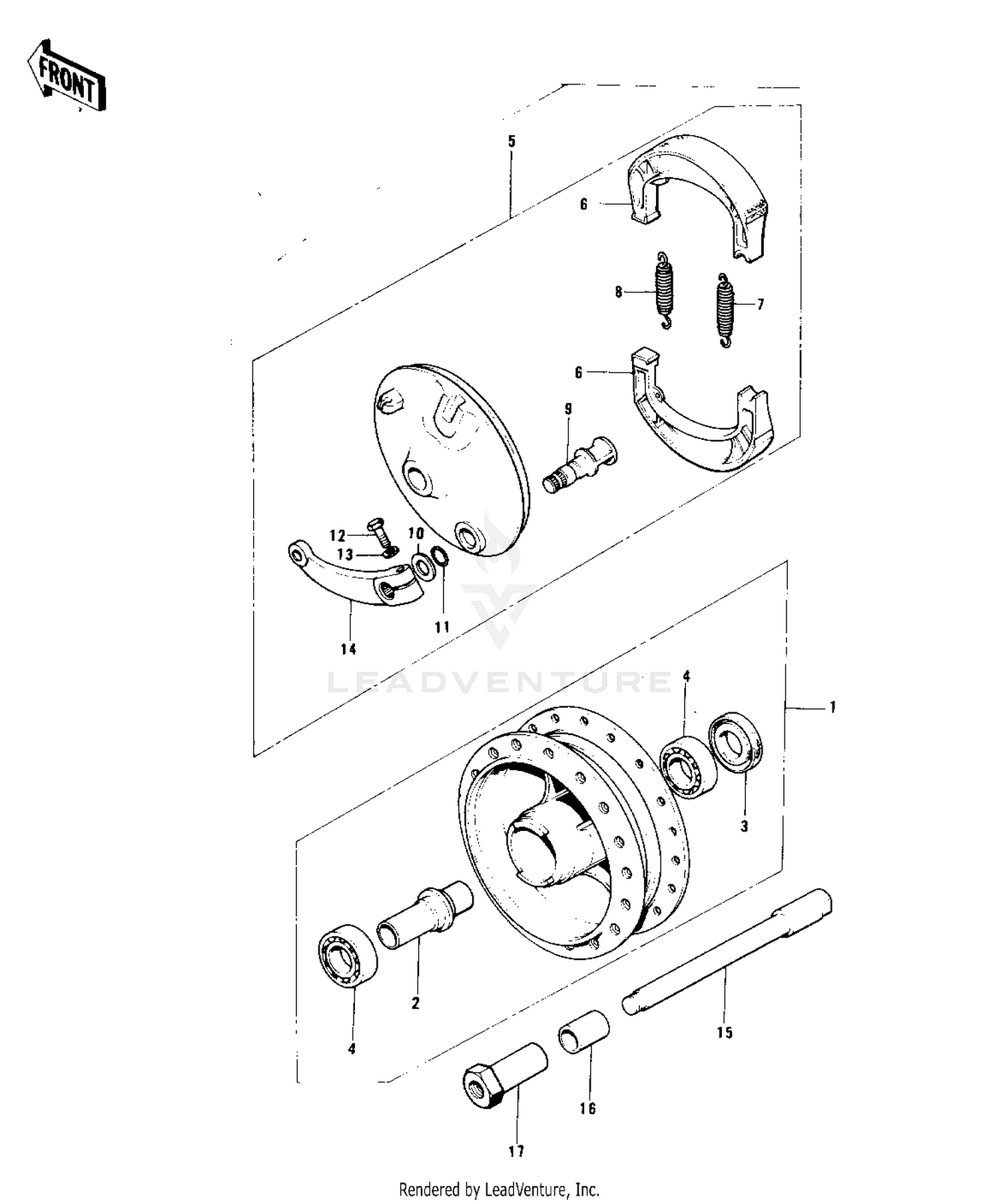 FRONT HUB/BRAKE ('74 KX 450)