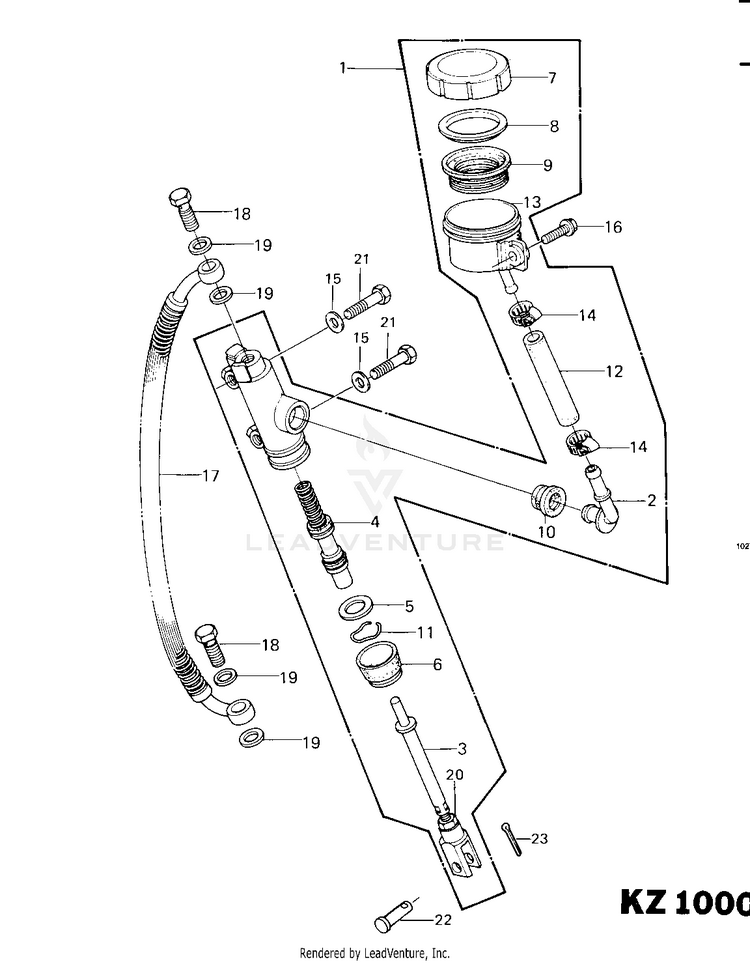 Rear Master Cylinder ('79-'81 C2/C3/C4) Schematic