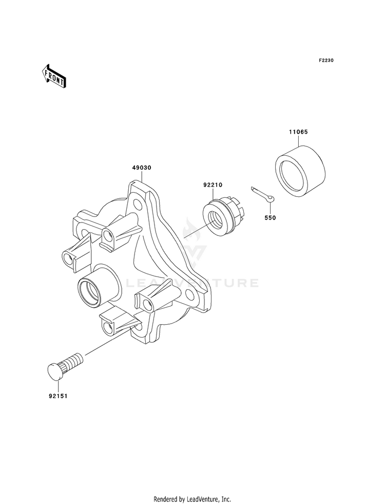 Front Hub KVF360CAF Prairie 360 4X4 Realtree APG HD (2010) Schematic