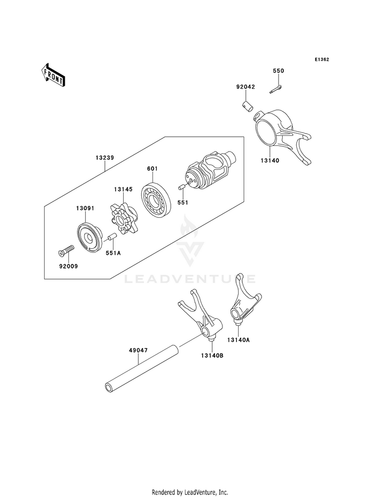 Gear Change Drum/Shift Fork(S) Schematic
