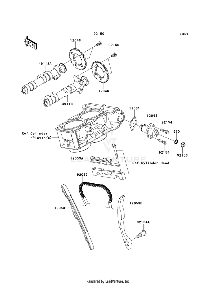 Camshaft(S)/Tensioner EX300BEF Ninja 300 ABS (2014) Schematic