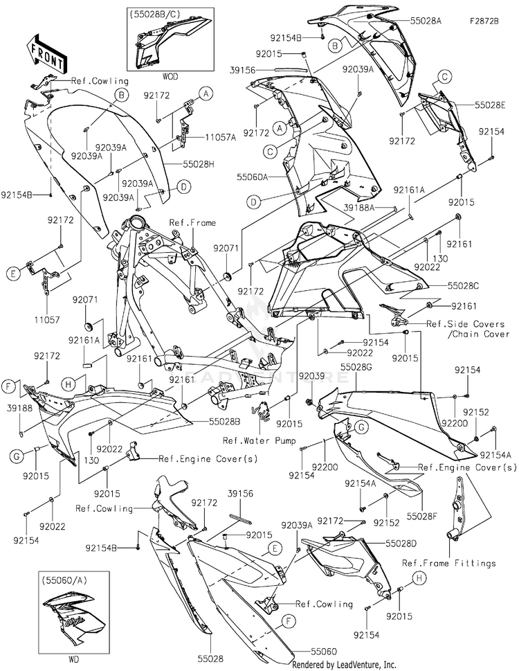 Cowling Lowers(Gpfbn/Gpfbl) EX400GPFBL Ninja 400 ABS (2023) Schematic