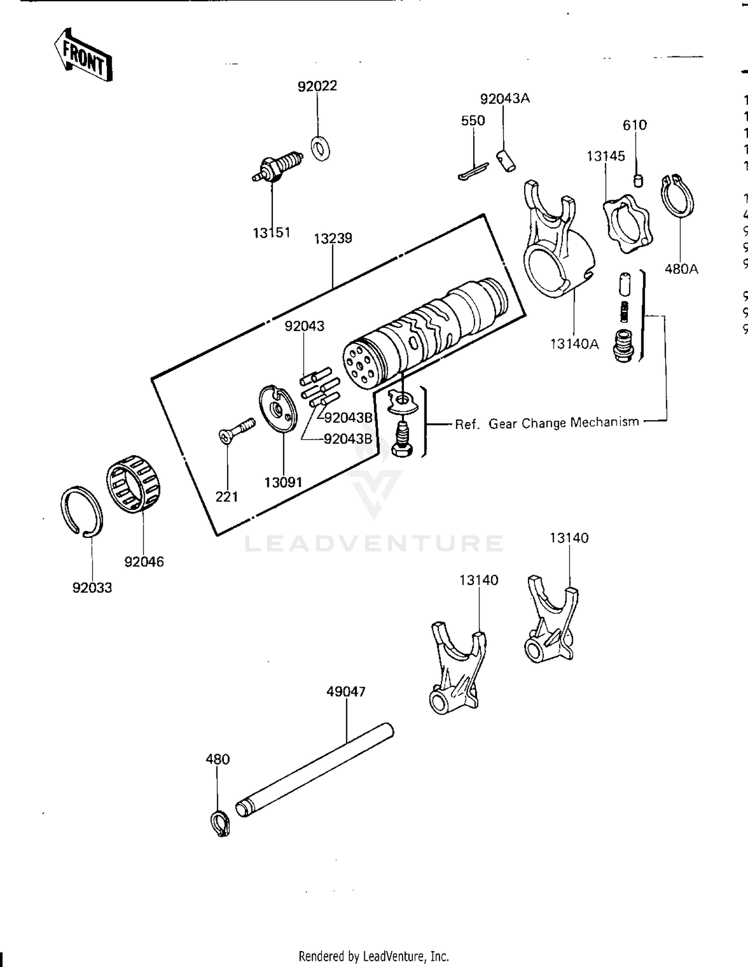 GEAR CHANGE DRUM & FORKS ('81-'82 H1/H2)