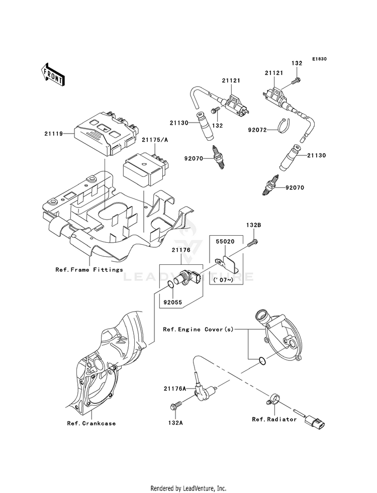 Ignition System KVF650G8F Brute Force 650 4x4i Hardwoods Green HD (2008) Schematic