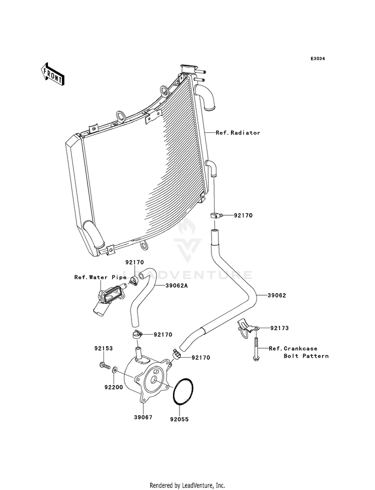 Oil Cooler ZX1400EDF Ninja ZX-14R (2013) Schematic