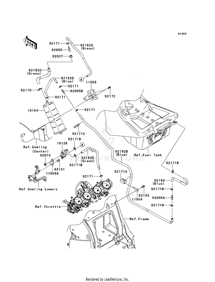 Fuel Evaporative System (Ca) ZX1400EDF Ninja ZX-14R (2013) Schematic