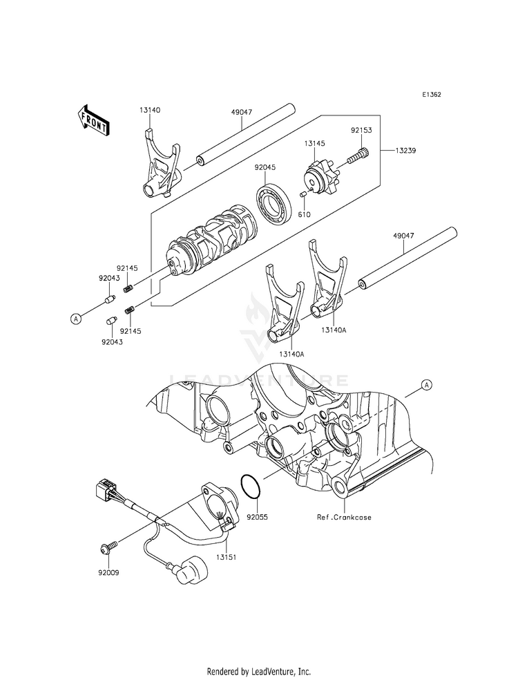 Gear Change Drum/Shift Fork(S) Schematic