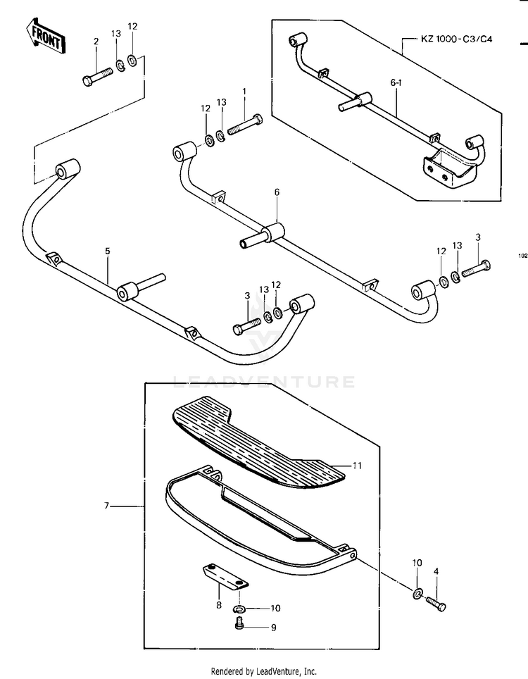 Footrests ('79-'81 C2/C3/C4) Schematic