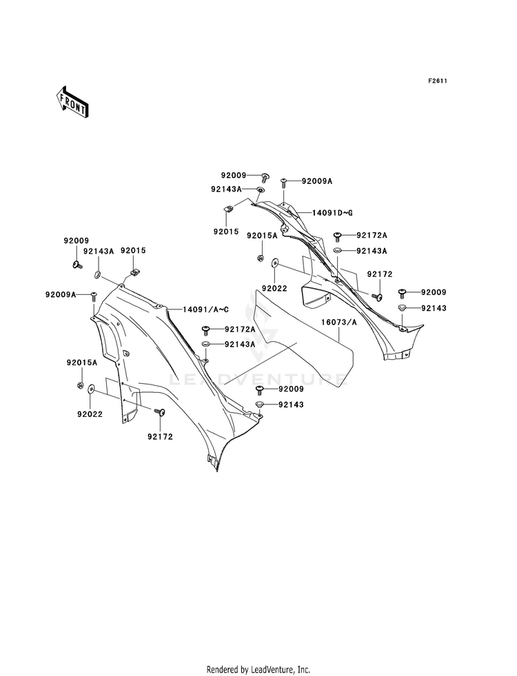 Side Covers KVF750A7F Brute Force 750 4x4i (2007) Schematic
