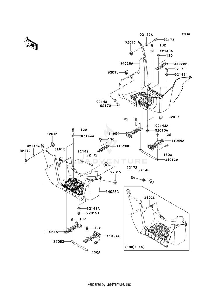 Footrests KVF750F8F Brute Force 750 4x4i (2008) Schematic