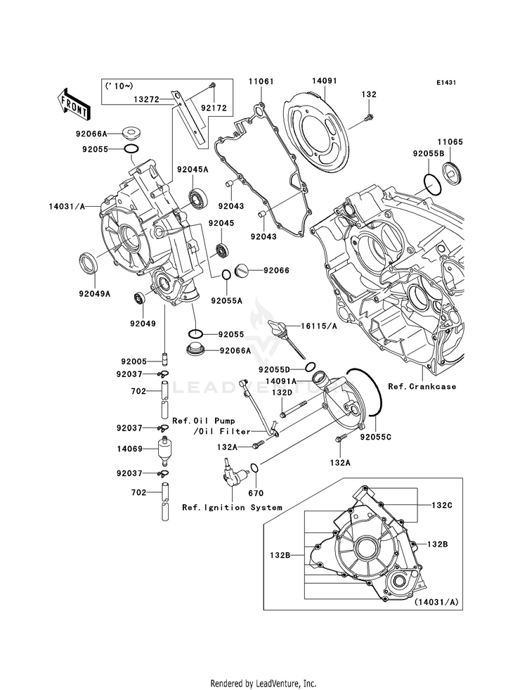 Engine Cover(S) KVF750F8F Brute Force 750 4x4i (2008) Schematic