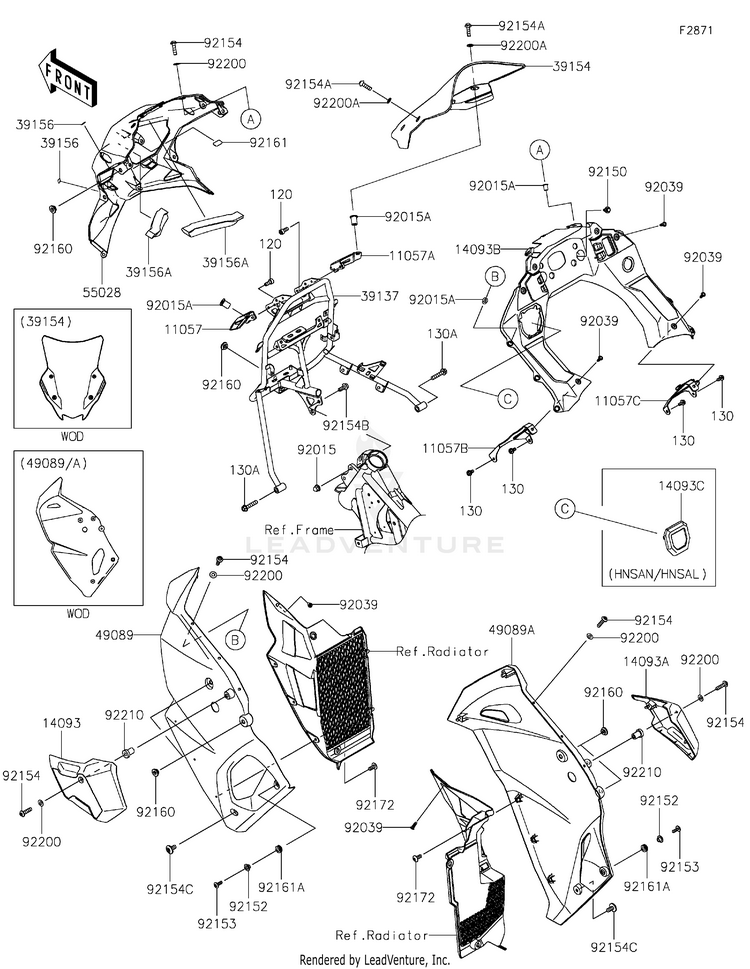 Cowling KL650HNFAL KLR650 Adventure (2022) Schematic
