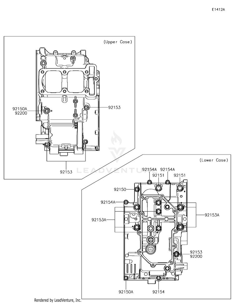 Crankcase Bolt Pattern(Ex300aea99330-) Schematic